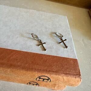 Silver Cross Earring- male female unisex, modern church, stylish top quality